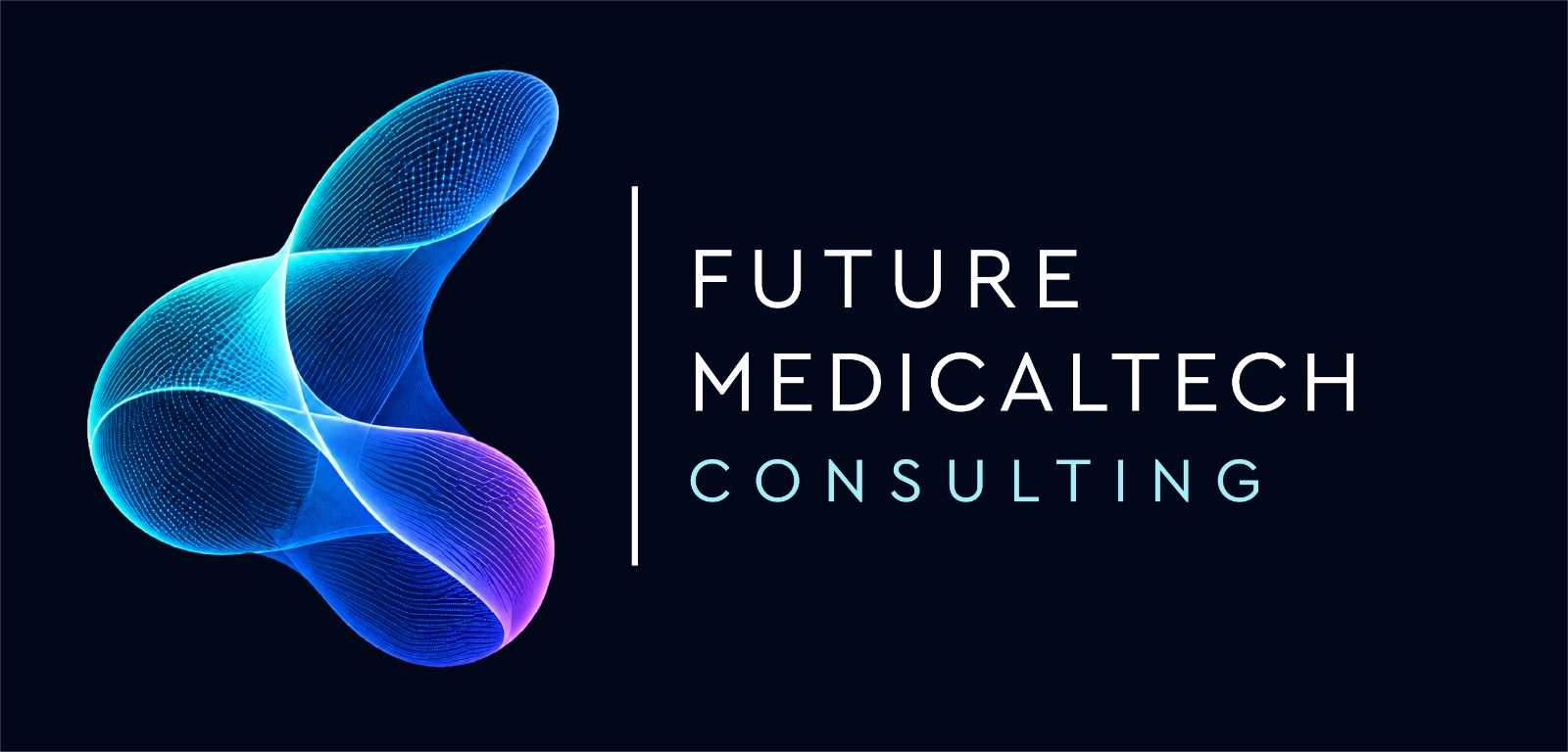 Future Medicaltech Consulting: símbolo de ondas turquesa, azules y violetas